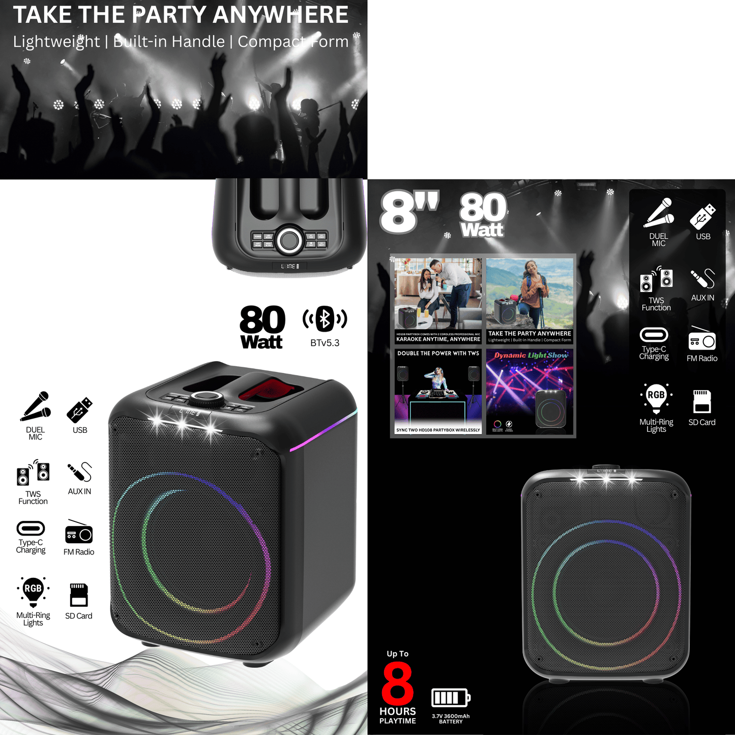 HD-108DC PARTY SPEAKER
