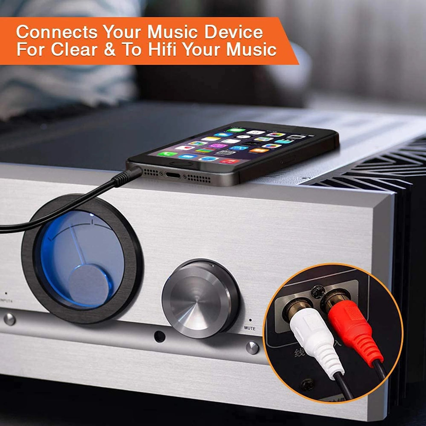 AUX to RCA Cable (3.5mm to 2 RCA) | Zero Delay Audio for TV to Speaker Connection