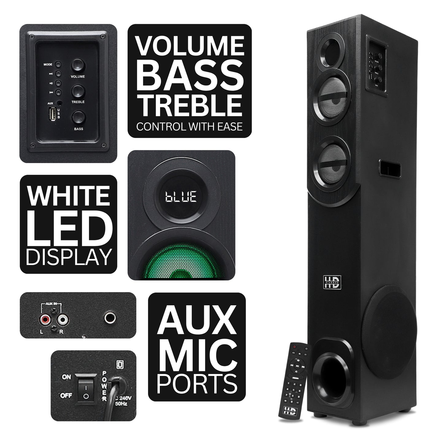HD-ST08BT Single Tower Speaker