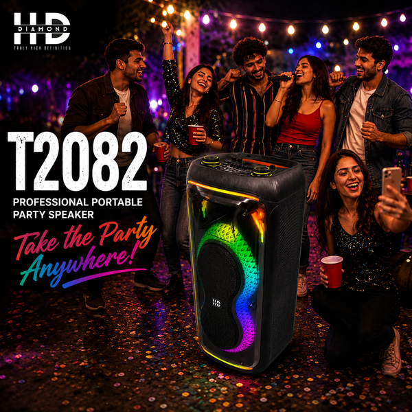 HD-T2082 Professional Portable Party Speaker with Dual 8" Woofers & Dragon Tail RGB Light
